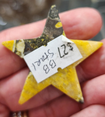 Bumblebee Jasper Star Carving - 1.6"