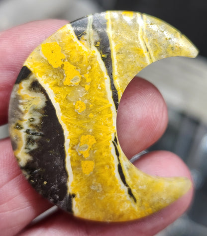 Bumblebee Jasper Moon Carving - 1.5"