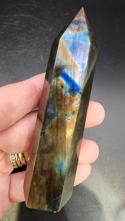 Labradorite Tower/Point with Multi Color Flash- 3.6" inches