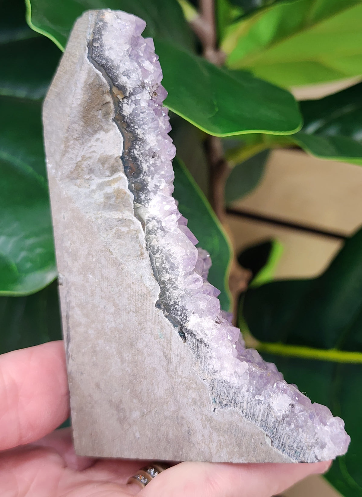 Amethyst Druzy Cut Base - 4.1 inches
