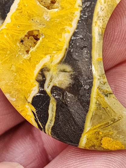 Bumblebee Jasper Moon Carving - 1.5"