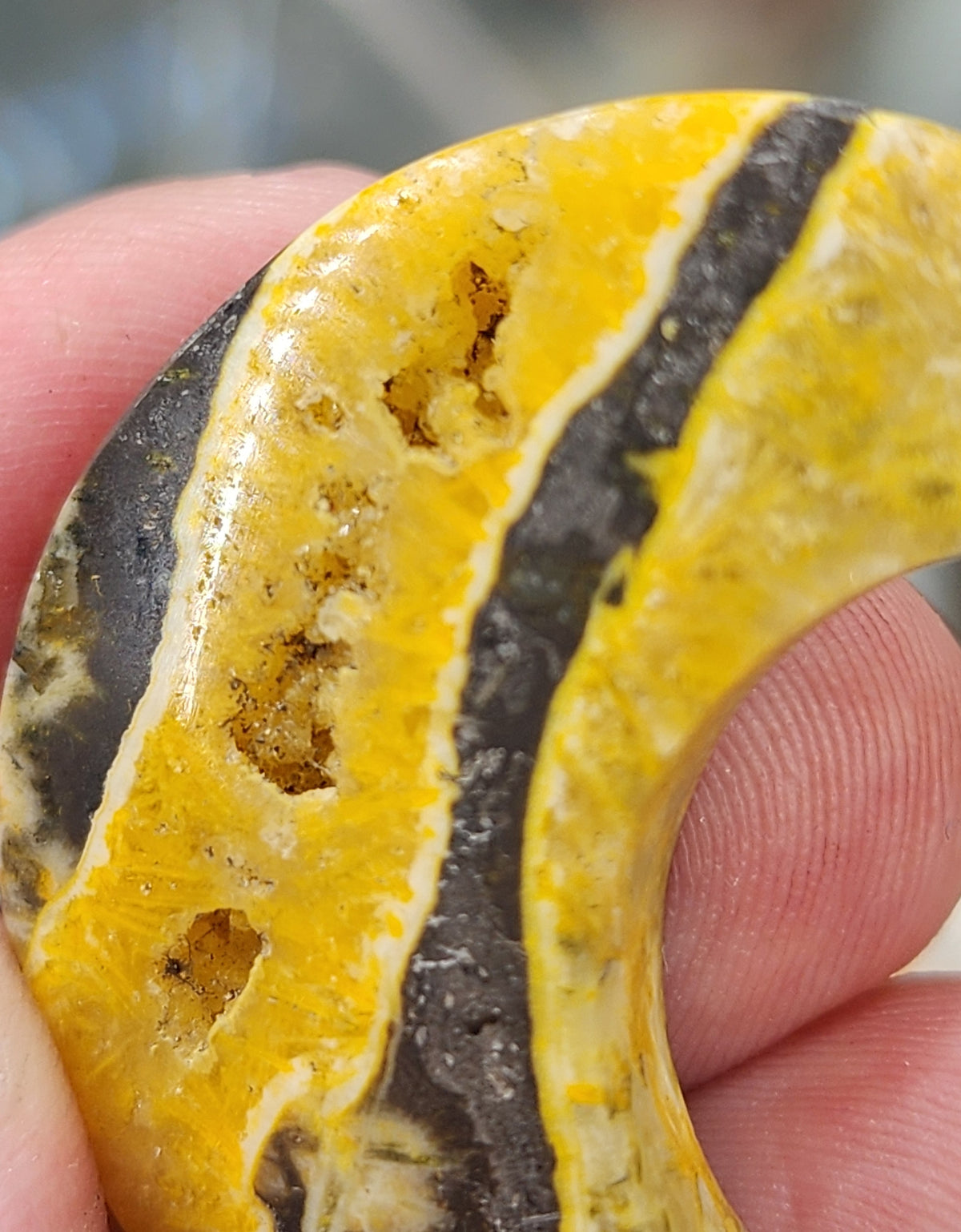 Bumblebee Jasper Moon Carving - 1.5"