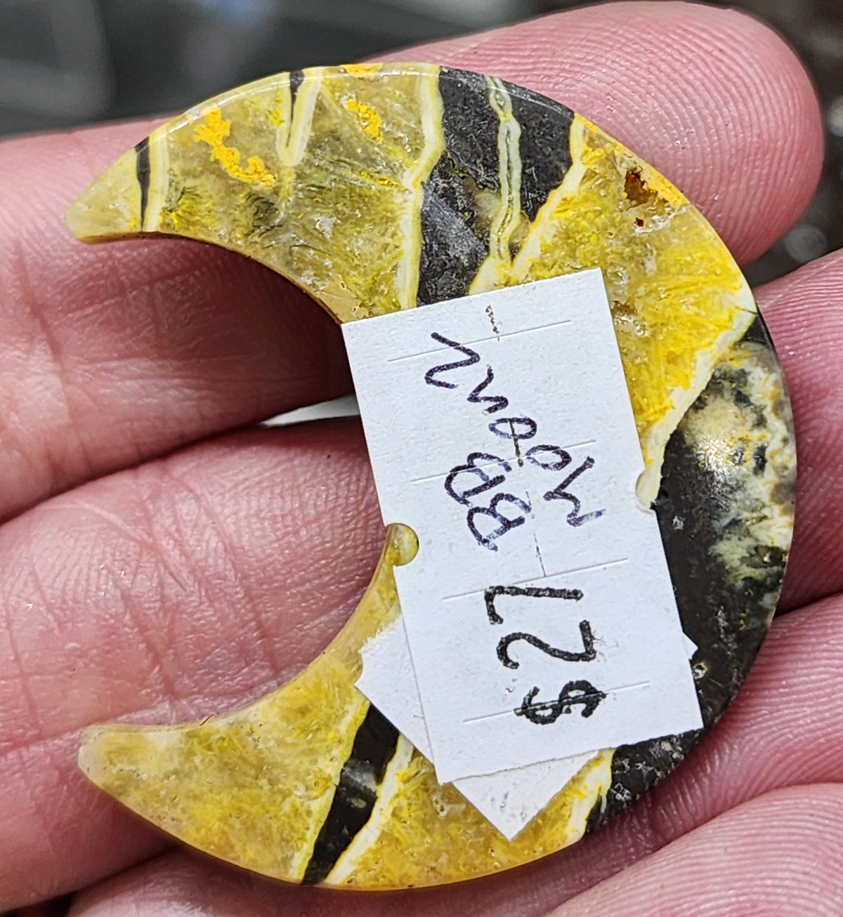 Bumblebee Jasper Moon Carving - 1.5"