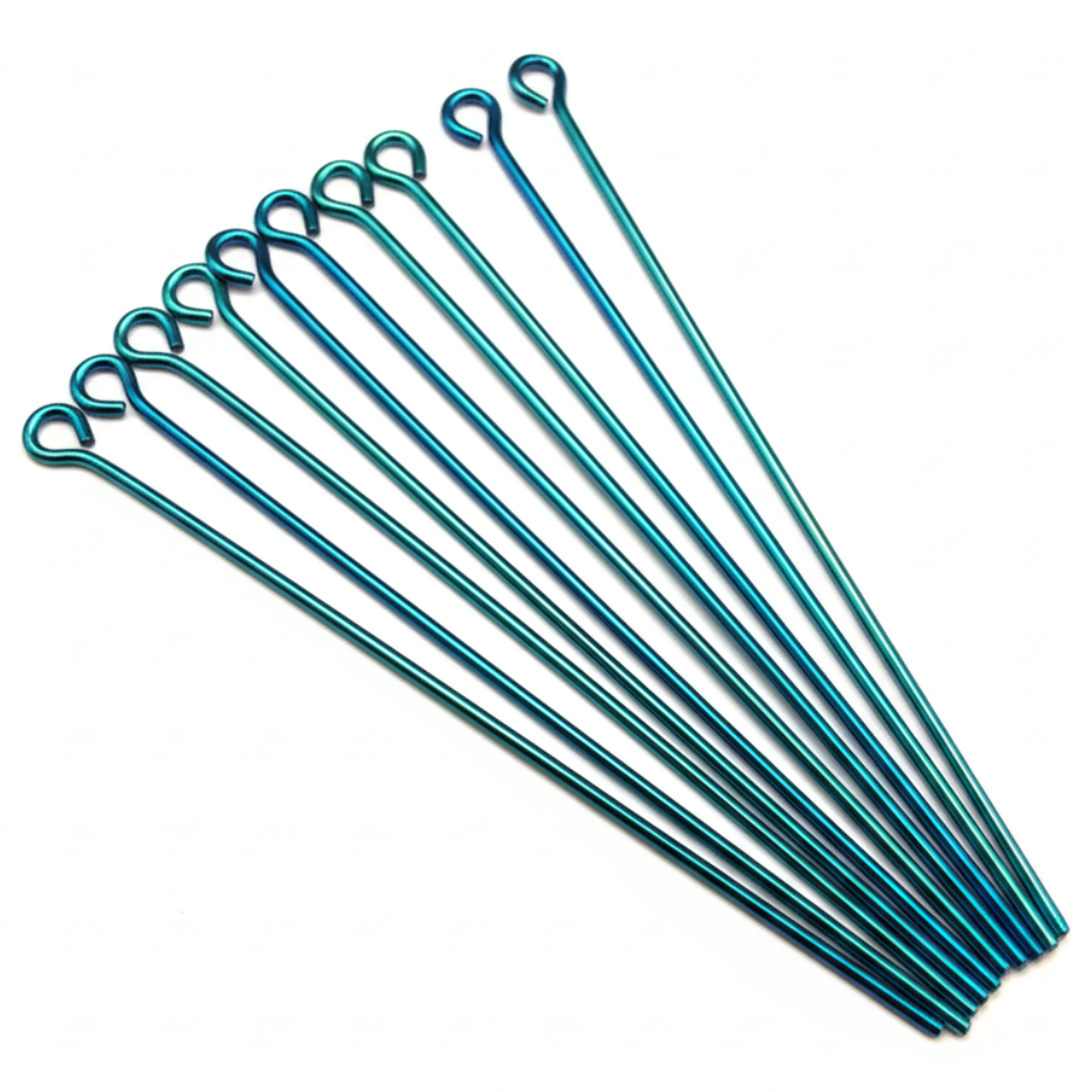 The Crystalary Reactive Metals Studio teal anodized niobium eye pins, 20 gauge, 47mm length, set of 10.